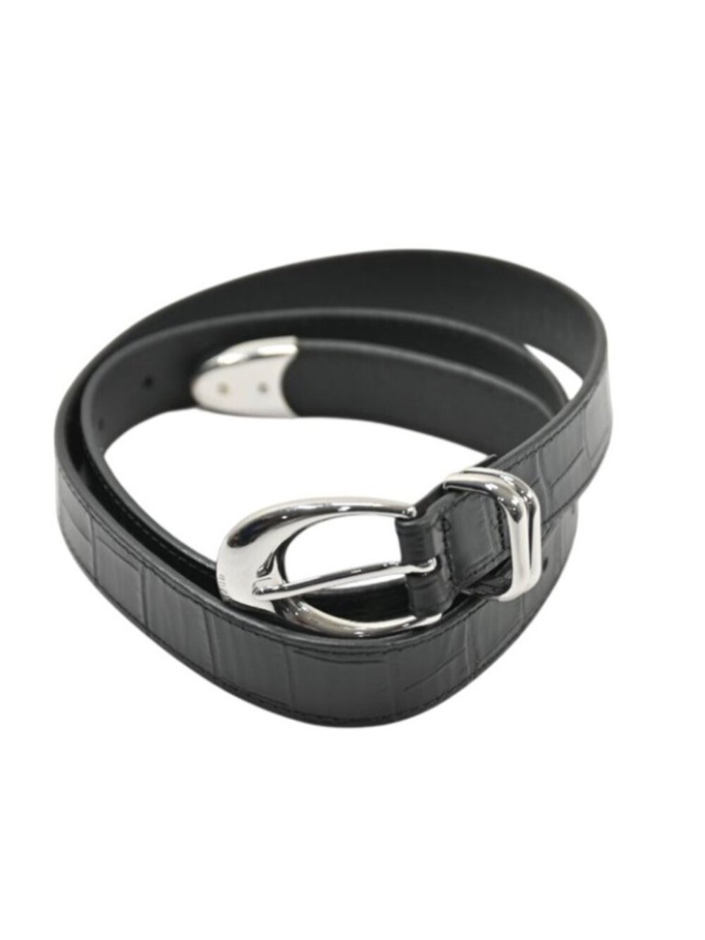 STAUD Slim Moon Buckle Belt 13mm in Black Silver